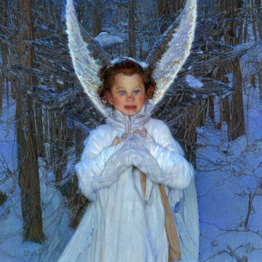 Image similar to portrait of a frost angel, by donato giancola and norman rockwell.