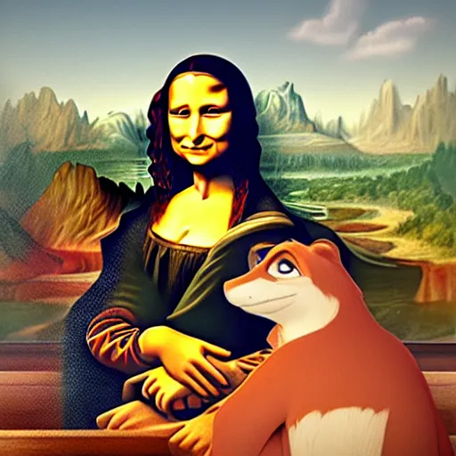 Prompt: the mona lisa in the style of a zootopia character