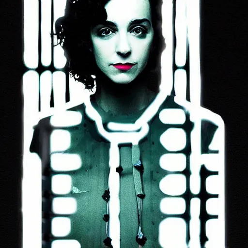 Prompt: “annie clark (st vincent), beautiful digital art portrait in neon”