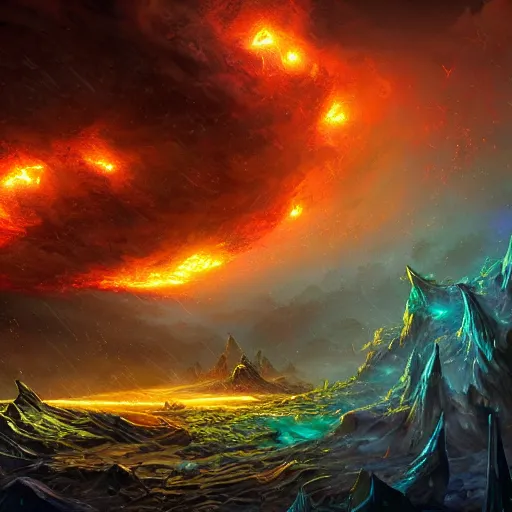 Image similar to rain of burning asteroids, hearthstone art style, epic fantasy style art, fantasy epic digital art, epic fantasy card game art