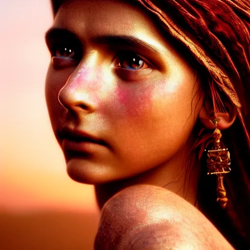 Image similar to photographic portrait of a stunningly beautiful renaissance suri tribe female maiden in soft dreamy light at sunset, contemporary fashion shoot, by edward robert hughes, annie leibovitz and steve mccurry, david lazar, jimmy nelsson, breathtaking, 8 k resolution, extremely detailed, beautiful, establishing shot, artistic, hyperrealistic, beautiful face, octane render