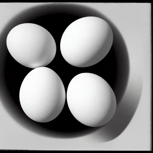 Prompt: many white egg shaped spaces intersect