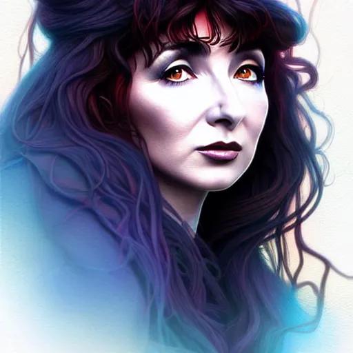 Image similar to richly detailed color illustration very beautiful kate bush illustrated by artgerm and mina petrovic and timothy kong and marina federovna. 3 - d shadowing, wuthering heights