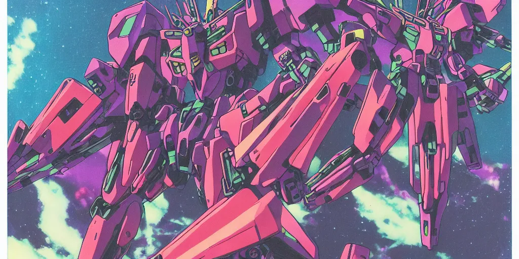 Prompt: risograph grainy painting of gigantic huge evangelion - like gundam mech face with huge earrings and glasses with a lot of details and lasers, covered with plants, by moebius and dirk dzimirsky and satisho kon, close - up wide portrait