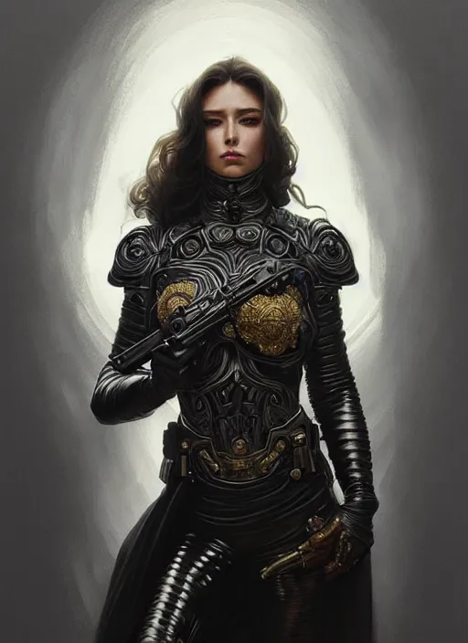 Image similar to portrait of supreme leader terminator, royalty, extravagant, lord, full body, military uniform, fantasy, intricate, elegant, beautiful, highly detailed, charcoal, centered, dark, smokey, digital painting, artstation, concept art, art by artgerm and greg rutkowski and alphonse mucha