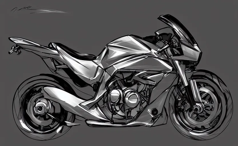 Prompt: concept art of nvidia motocycle, realistic, shiny, bloom, charcoal black background,