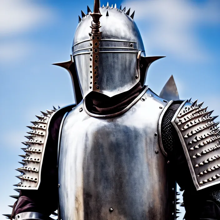 Image similar to photo of a knight with spiked armour and a mace, highly detailed, 4 k, hdr, smooth, sharp focus, high resolution, award - winning photo