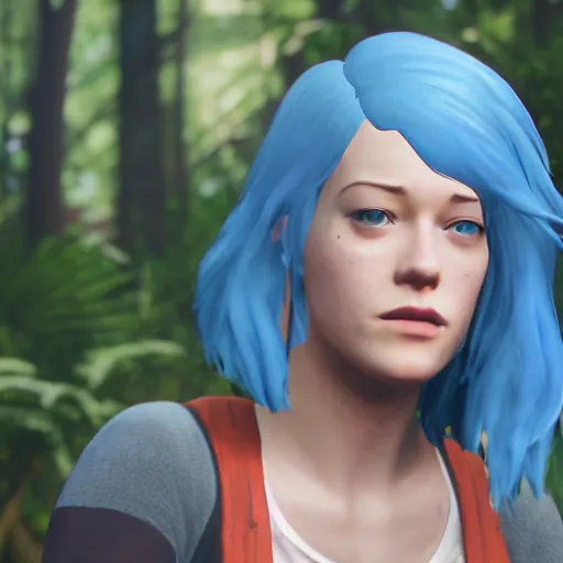 Image similar to jane levy as chloe price with blue hair in life is strange, highly detailed, high quality, hd, 4 k, 8 k, canon 3 0 0 mm, professional photographer, 4 0 mp, lifelike, top - rated, award winning