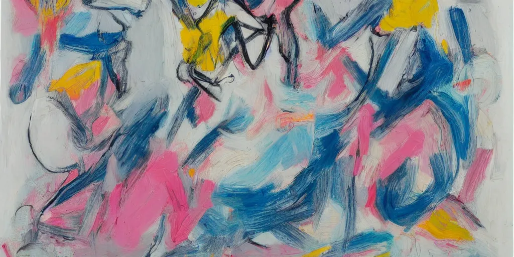 Prompt: numbered variation 1 painting de kooning thin scribble on white canvas, blue and pink shift, martha jungwirth sketch, drawn by yves tanguy, oil on canvas, thick impasto