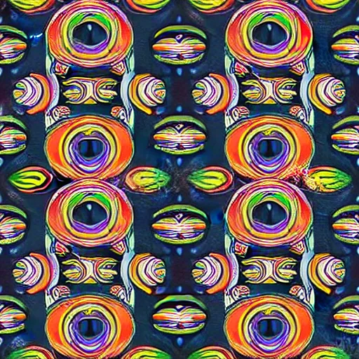 Prompt: symmetry, repeating pattern. seamless, rainbow cat. award - winning