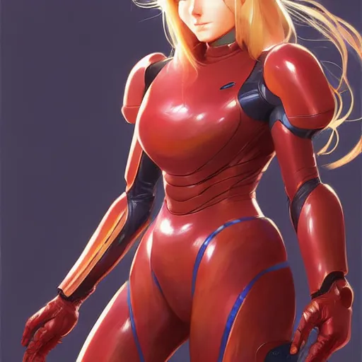 Image similar to samus in varia suit, artstation, concept art, smooth, sharp focus, illustration, art by Krenz Cushart and Artem Demura and alphonse mucha