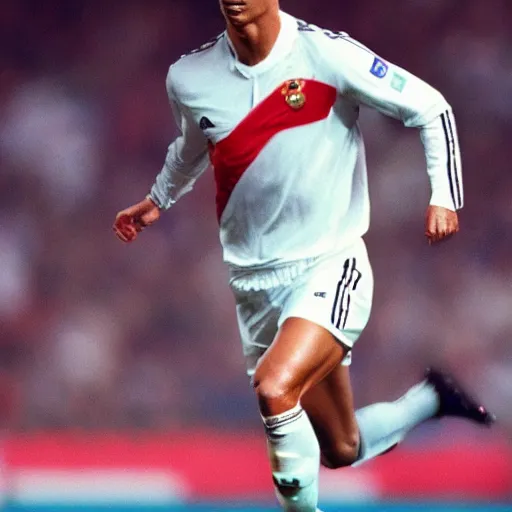 Prompt: a photo of cristiano ronaldo at 1 9 9 0 s, realistic 4 k,