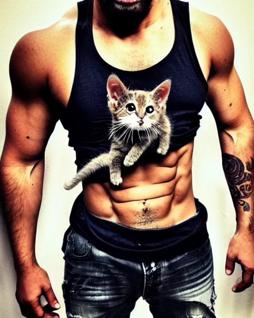 badass muscular gangsta wearing ripped t - shirt with | Stable ...