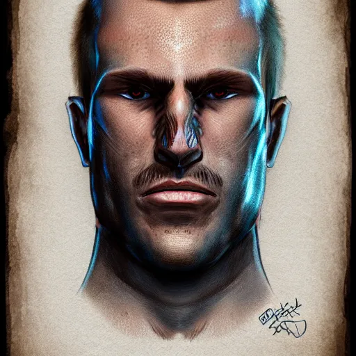 Prompt: a detailed portrait of andrii burkovich from gears