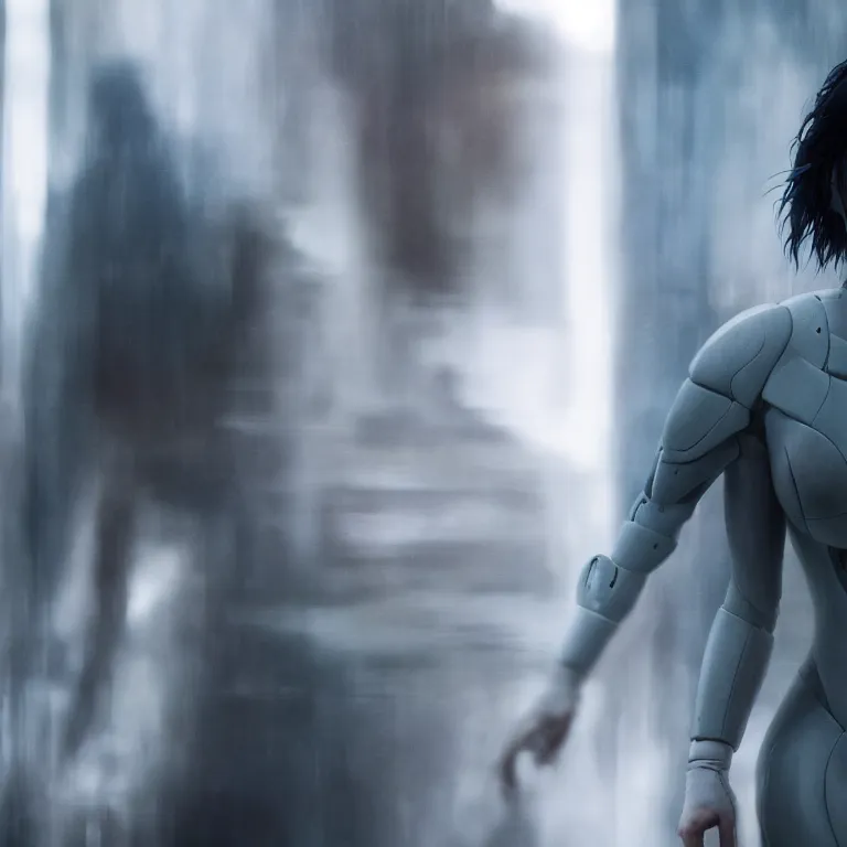 Image similar to photo of emilia clarke in the similitude of ghost in the shell, photorealism, realism, sony a 7 r