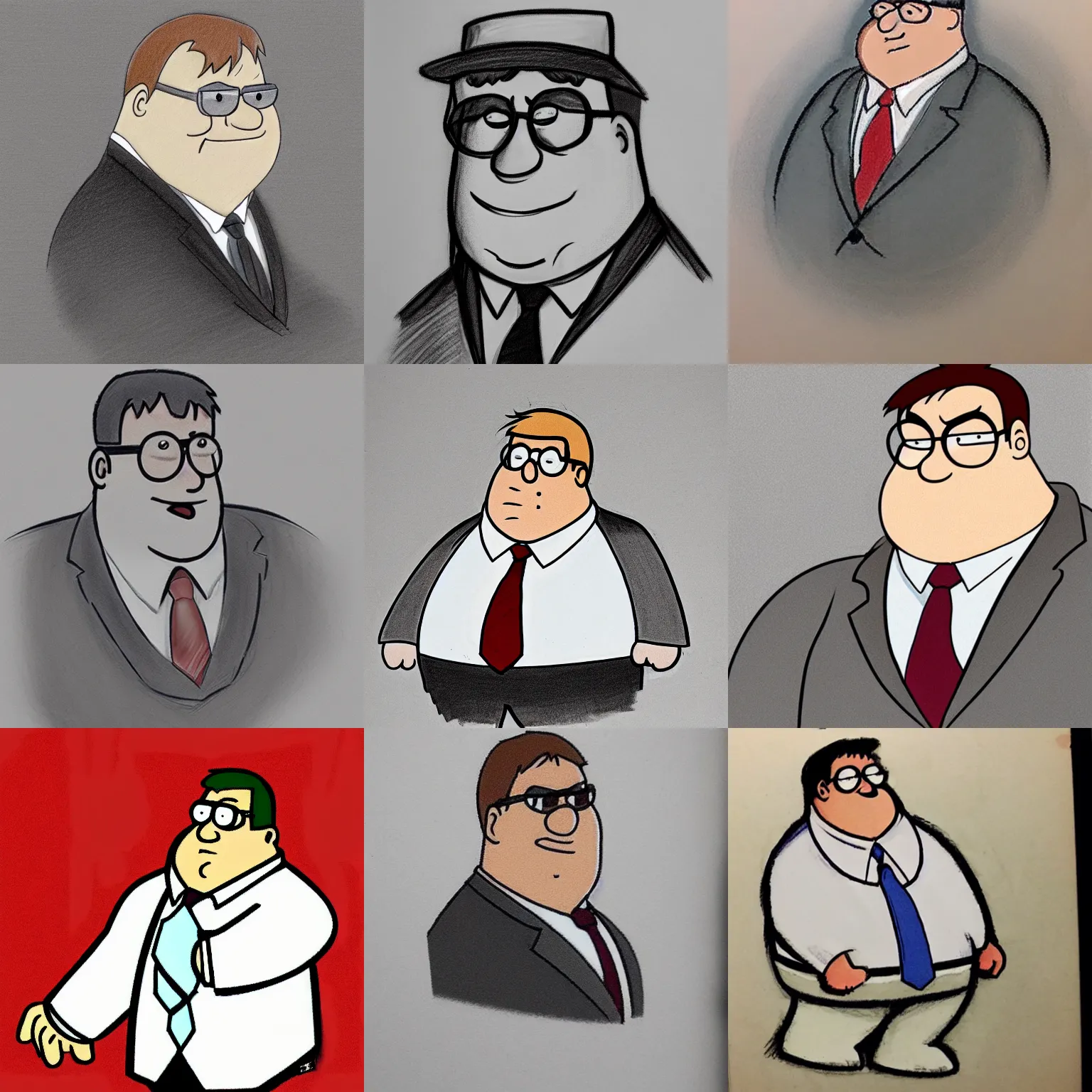 Prompt: court sketch of peter griffin