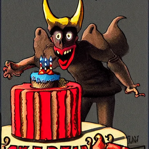 Image similar to the devil at his birthday party