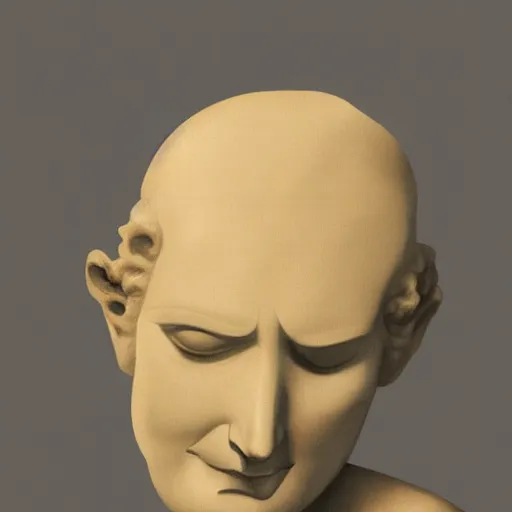 Image similar to a reneissance statue head drinking a coctail, digital painting