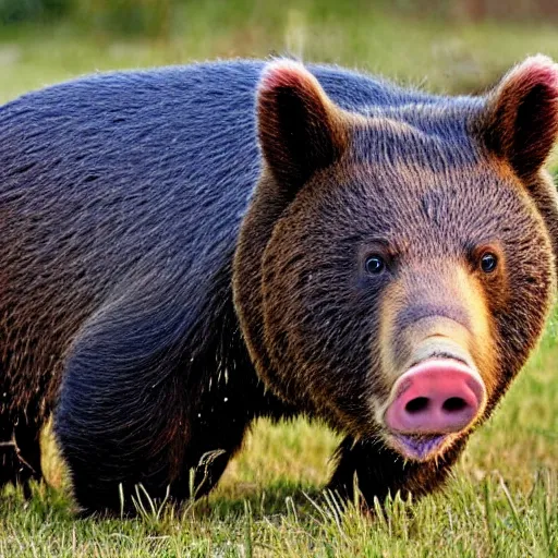 Image similar to a half man half bear half pig