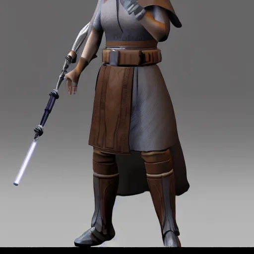 Prompt: 3 d render of a jedi knight from the old republic era rendered by unreal engine 5