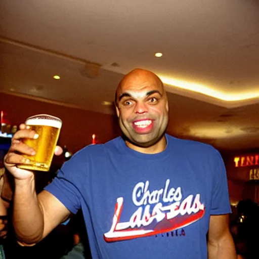 Image similar to Charles Barkley drinking a beer, Las Vegas