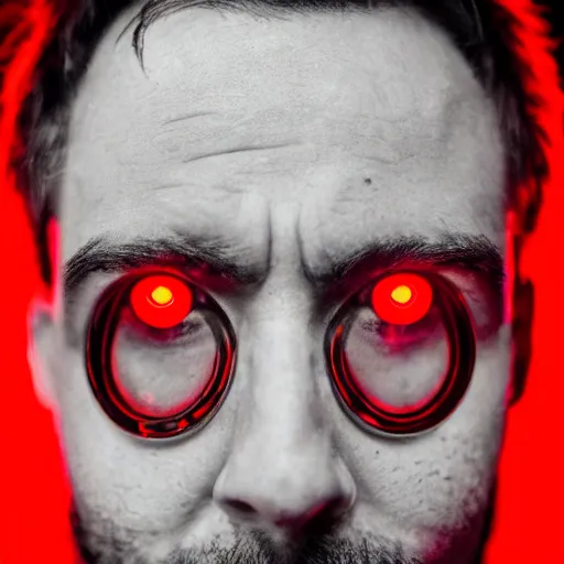 Image similar to a man with red glowing eyes