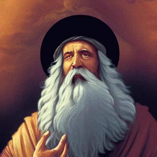 Image similar to Moses from the Bible, intense portrait