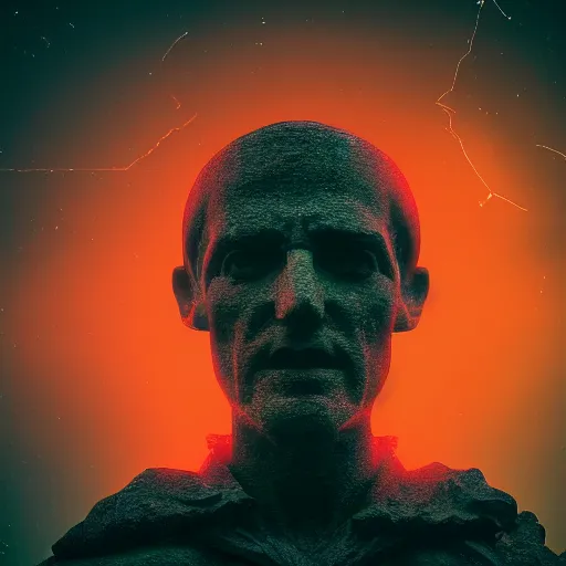 Prompt: beautiful dark landscape, old roman statue in front of a glowing red orb in front of a pile of skulls, in the style of beeple and Mike Winkelmann, intricate, epic lighting, cinematic composition, hyper realistic, 8k resolution,