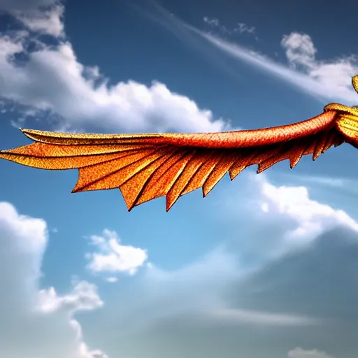 Image similar to luck dragon falcore soaring in the sky, photorealistic, 8 k rendering, vray, drum scanner
