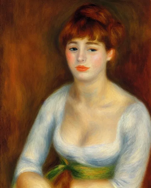 Image similar to portrait of young female, in the style of Pierre-Auguste Renoir