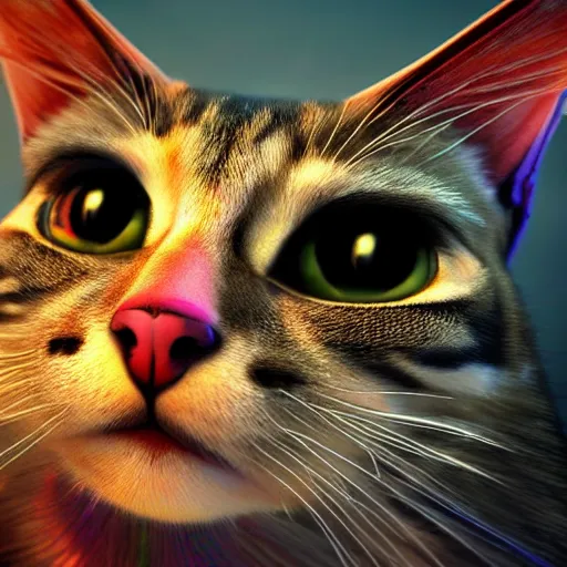 Prompt: Photorealistic cat with devil horns. Hyperdetailed photorealism, 108 megapixels, amazing depth, glowing rich colors, powerful imagery, psychedelic Overtones, 3D finalrender, 3d shading, cinematic lighting, artstation concept art