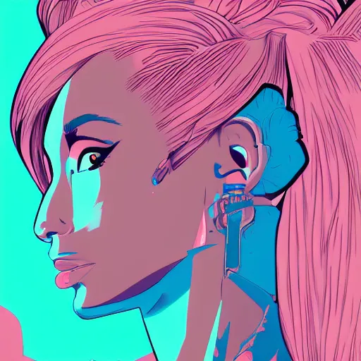 Prompt: A ultra detailed illustration of Arianna grande, by Tomer Hanuka, trending on ArtStation,