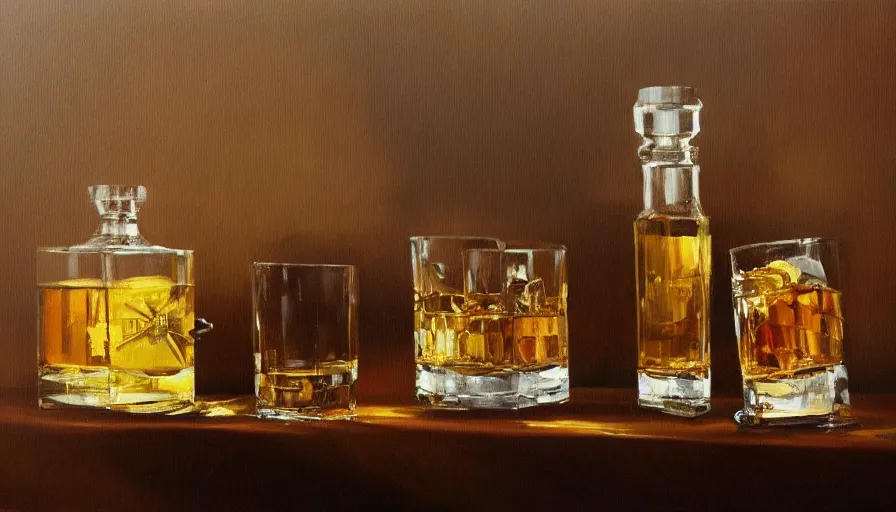 Image similar to whisky and clocks, oil painting by jama jurabaev, brush hard, artstation, high quality, brush stroke