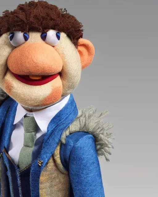 Image similar to adin ross as a muppet. highly detailed felt. hyper real photo. 4 k.