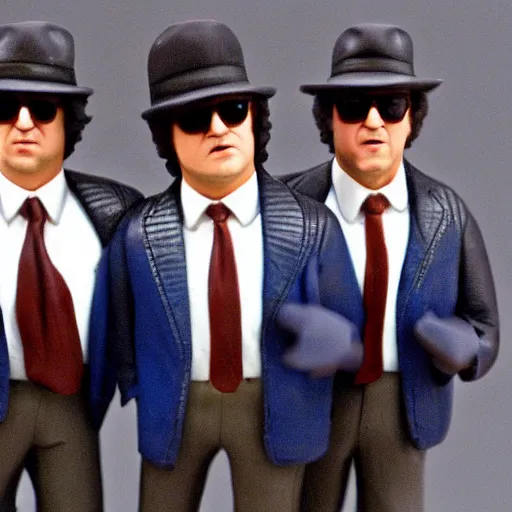 Image similar to a clay model of the blues brothers, highly detailed photo, hd