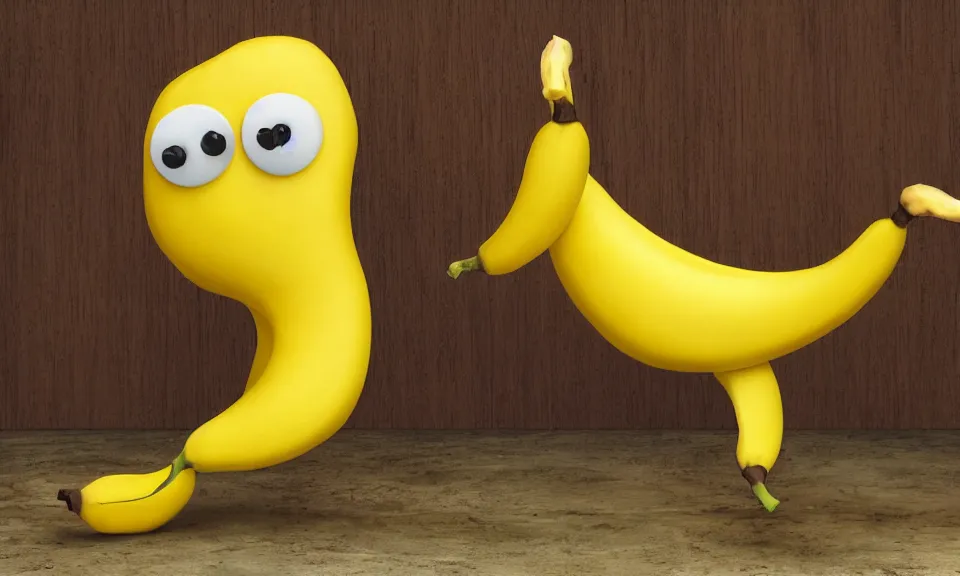 Prompt: A sentient banana with arms and legs