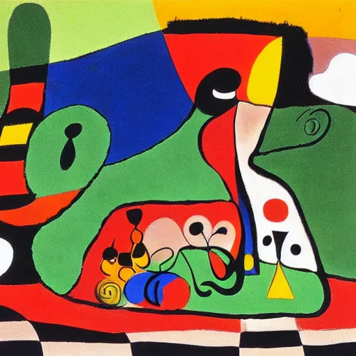 Image similar to a picnic in the park by joan miro