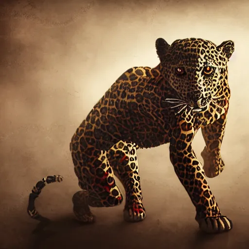 Image similar to the trickster is the god of chance and change. he is the god of adventure and excitement. the trickster is a male god, and he is usually depicted as a man wearing a leopard skin. highly detailed and intricate 8 k concept fantasy art illustration