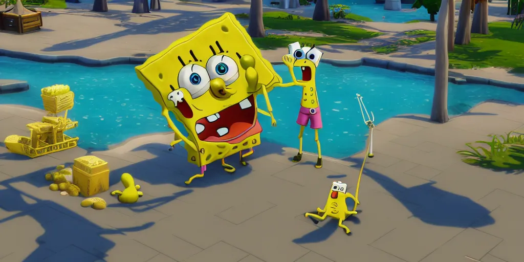 Image similar to spongebob in sims 4. Octane render, 4k, 8k, unreal 5, very detailed, hyper realism, trending on artstation.