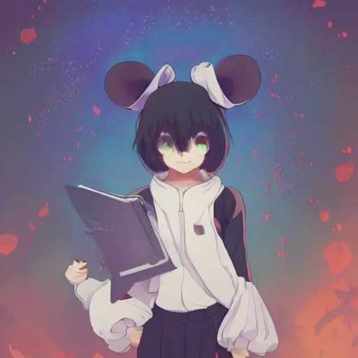 Image similar to a mouse that is a teacher, illustration concept art anime key visual trending pixiv fanbox by wlop and greg rutkowski and makoto shinkai and studio ghibli and kyoto animation symmetrical facial features