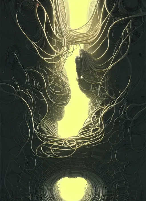 Image similar to highly detailed portrait of a biomechanical long curly white hair tribal lady, stray wiring by atey ghailan, james gilleard, by joe fenton, by greg rutkowski, by greg tocchini, by kaethe butcher, 4 k resolution, gradient yellow, black and white color scheme!!! ( ( dystopian robotic tessellating pyramid pouring sandfall background ) )