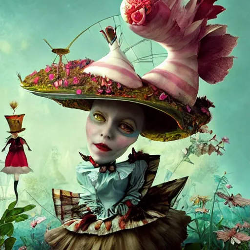 Image similar to alice in wonderland, by ray caesar and vincent callebaut and sandra chevrier, trending on artstation hq, deviantart, pinterest, 4 k uhd image