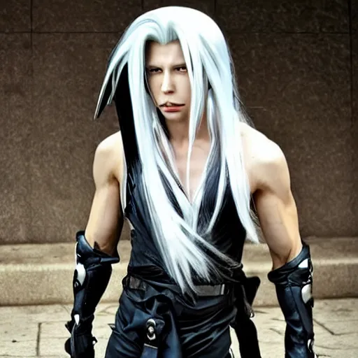 Prompt: sephiroth but in real life!!!!!!! wtf?