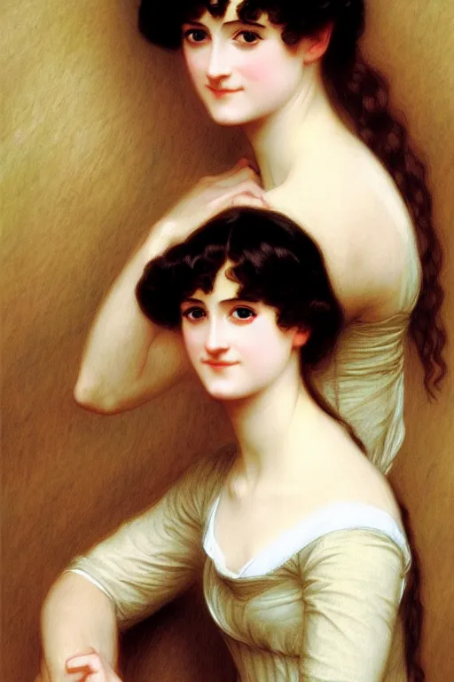 Image similar to jane austen brown hair, painting by rossetti bouguereau, detailed art, artstation