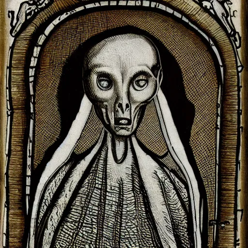 Image similar to a portrait of an alien in the middle ages