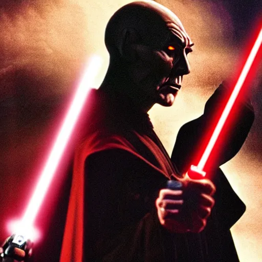 Image similar to captain picard has a lightsaber duel with darth maul, The Next Generation Episode Screen Capture