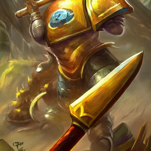 Image similar to yellow broad hammer, giant hammer, war hammer, battle hammer fantasy game art style, league of legends style art