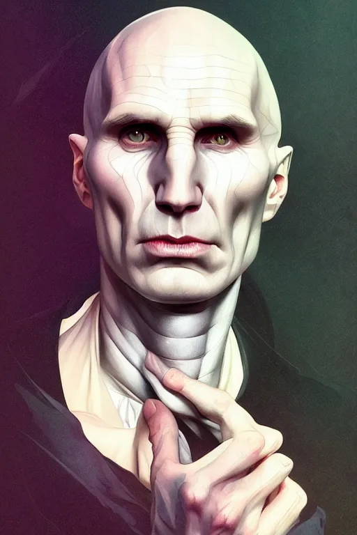 Prompt: a portrait of voldemort, fantasy, sharp focus, intricate, elegant, digital painting, artstation, matte, highly detailed, concept art, illustration, ambient lighting, art by ilya kuvshinov, artgerm, alphonse mucha, and greg rutkowski