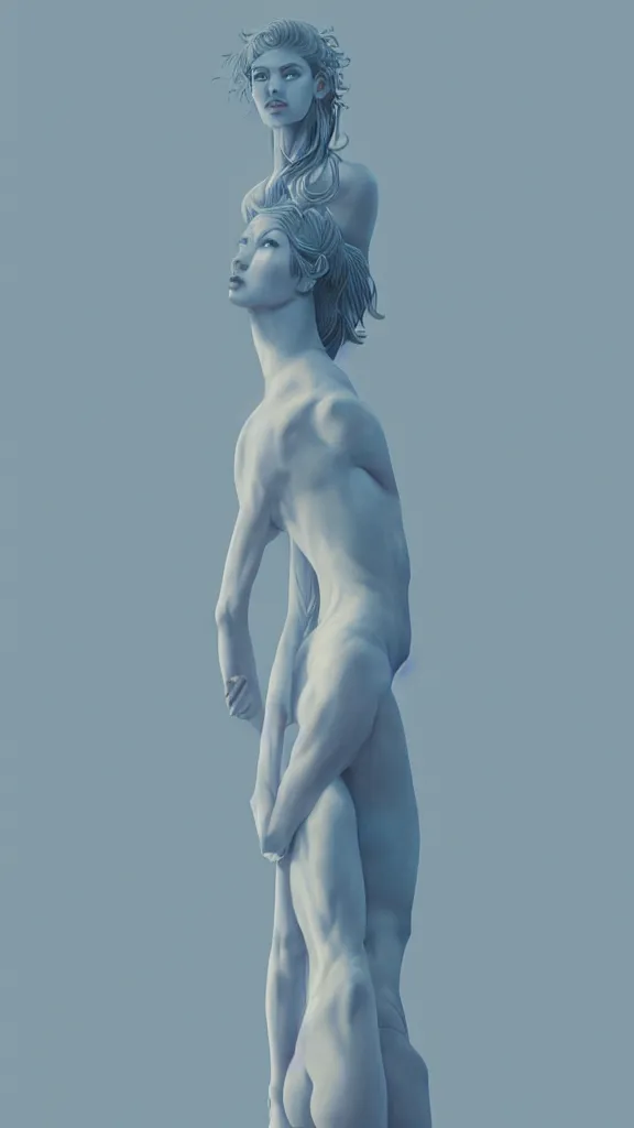 Prompt: soft greek female sculpture of a tall girl painted by james jean in pastel colors. artwork by tooth wu and wlop and beeple and dan mumford and greg rutkowski and nekroxiii. halo. octane render, cinematic, hyper realism, octane render, 8 k, depth of field, bokeh. iridescent accents. vibrant,