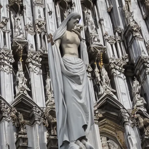 Image similar to the holy mother statue on top of the milan cathedral